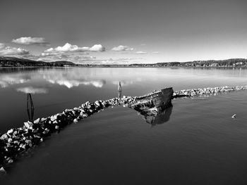 Scenic view of lake against sky