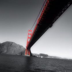 Suspension bridge over river