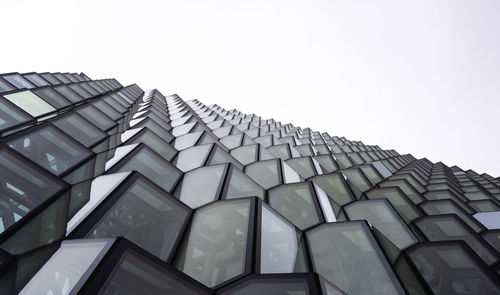 Low angle view of modern building against clear sky