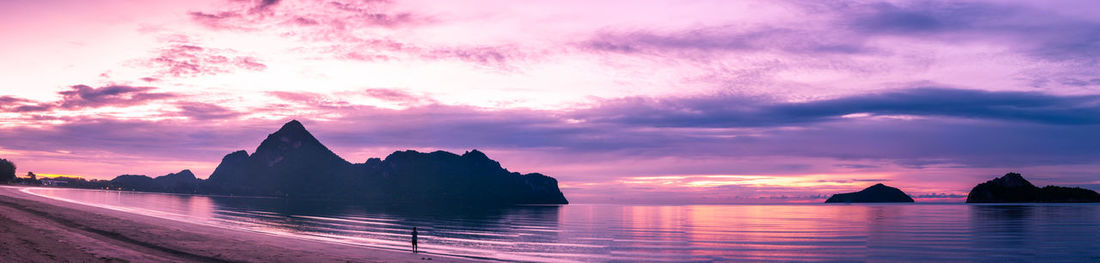 Panoramic view of buildings against sky during sunset