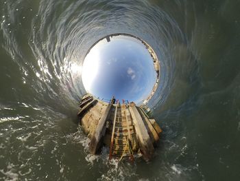 High angle view of sea against sky