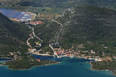 High angle view of cars on beach