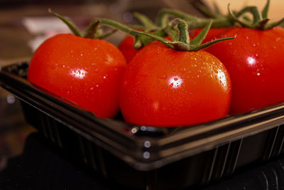 Close-up of wet tomatoes