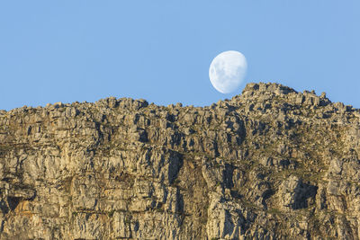 Low angle view of rock formation against sky