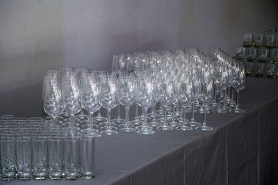 Wineglasses on tablecloth