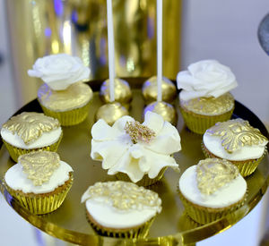 Close-up of cupcakes on table