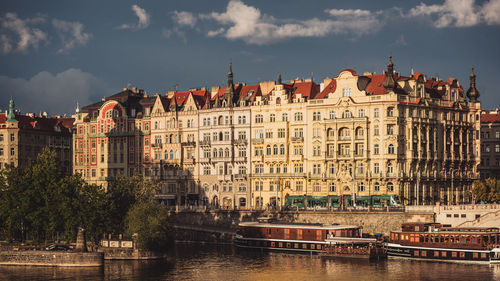 View of buildings against cloudy sky