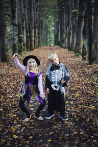Halloween kids in the forest
