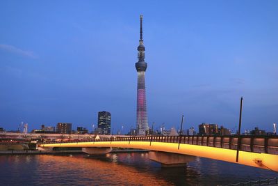 View of illuminated city at night