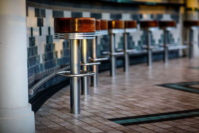 Close-up of bar stools