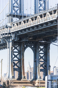 Low angle view of bridge in city