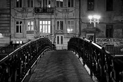 Illuminated street lights at night