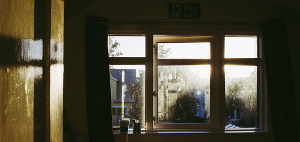 Buildings seen through window