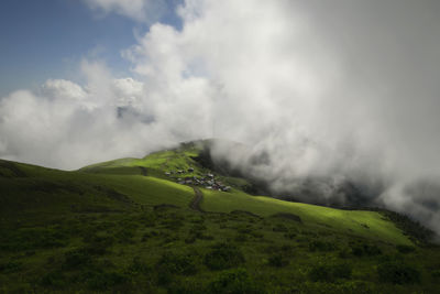 Scenic view of mountains against sky