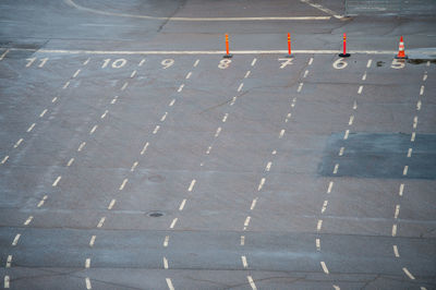 High angle view of running track