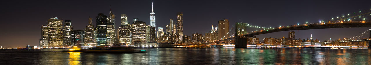 City lit up at night