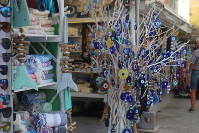 High angle view of people in market