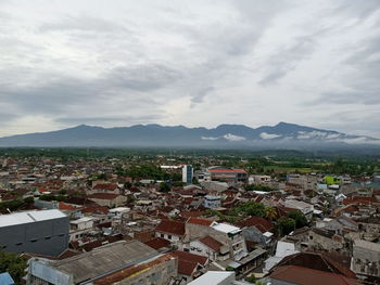 High angle view of townscape against sky