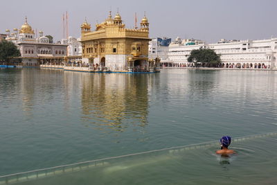 Tourists in a lake