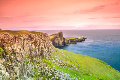 Scenic view of sea against sky during sunset