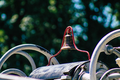 Close-up of metallic structure in park