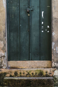 Closed door of old building