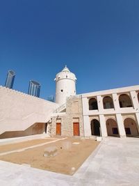 Low angle view of al hosn castle 