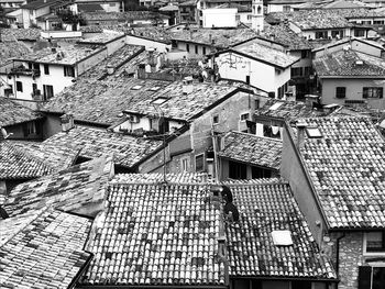 High angle view of buildings in city