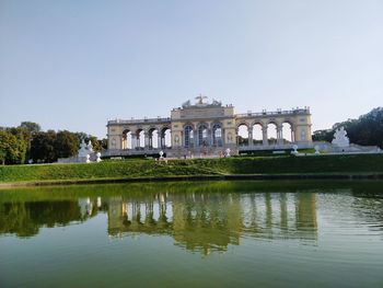 Reflection of building in water