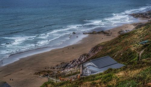 High angle view of beach