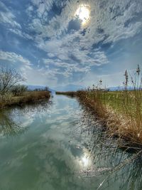 Scenic view of lake against sky