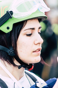 Close-up portrait of a young woman