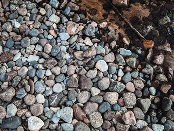 Full frame shot of pebbles on beach