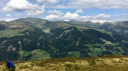 Scenic view of mountains against sky