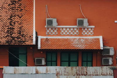 View of air conditioners on building