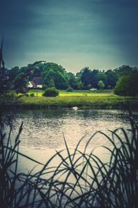 Scenic view of lake against sky