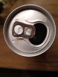 High angle view of coffee cup on table