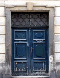 Closed door of old building