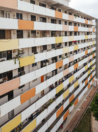 Colorful facade of a public housing apartment block in singapore