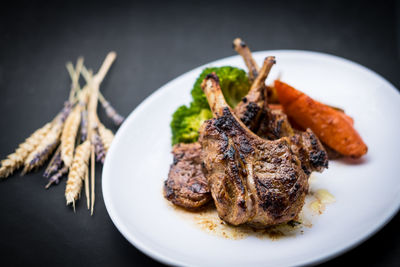 Close-up of food served in plate