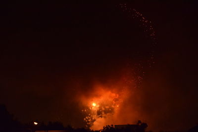 Firework display at night