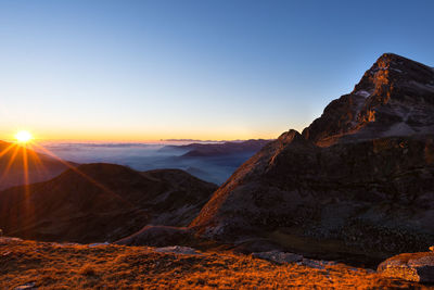 View of mountain during sunset