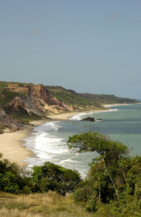 Scenic view of sea against clear sky