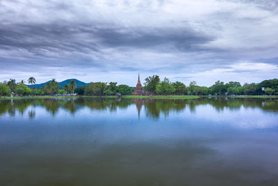 Scenic view of lake against sky