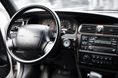 Interior view of vintage car