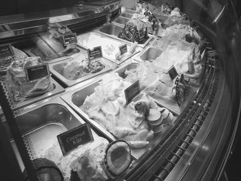 High angle view of ice cream in store