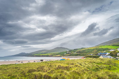 Scenic view of land against sky