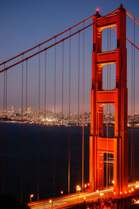 Suspension bridge at dusk