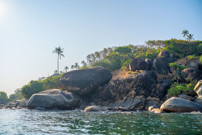 Scenic view of sea against clear sky