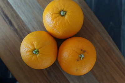 High angle view of oranges on table